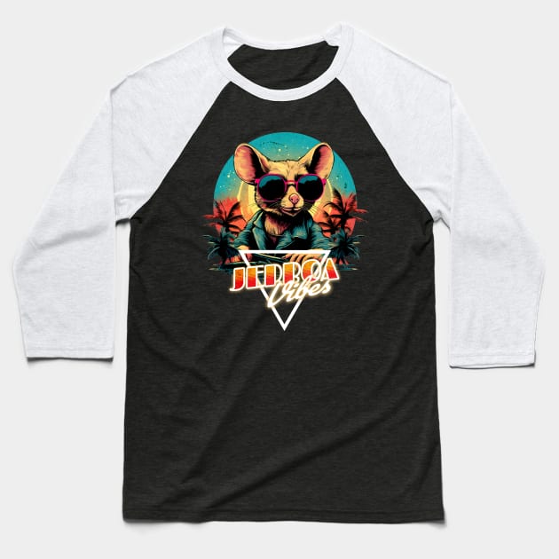 Retro Wave Jerboa Vibes Baseball T-Shirt by Miami Neon Designs